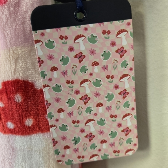 Rachel Roy Frog Mushroom Oversized Plush Throw Blanket Pink Green - Picture 4 of 7